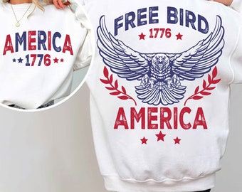 Gratis vogel SVG, Amerika SVG PNG, 4 juli SVG, patriottische PNG voor shirt, retro Amerika SVG, Amerika SVG, USA SVG, voorvak en achterkant SVG