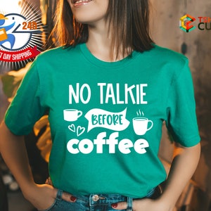 Preppy cartoon paper cup typography no talkie before coffee Essential  T-Shirt for Sale by lfang77