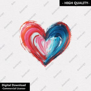 Painted Valentine Heart PNG: T-shirt Design (Digital Download)
