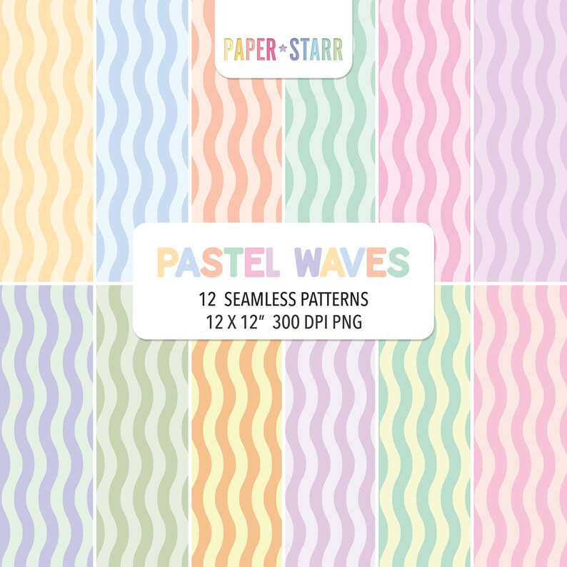 Pastel Wavy Stripe Digital Paper, Pastel Stripe Pattern, Seamless ...