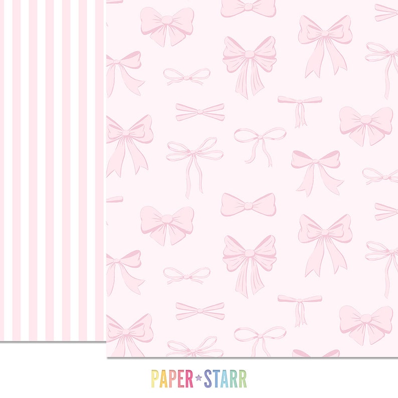 Pink Bow Digital Paper, Coquette Digital Paper, Ribbon Bow Pattern ...