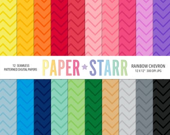 Rainbow Digital Paper, Chevron Digital Paper, Rainbow Chevron Pattern, Rainbow Patterns, Rainbow Party Invitation, Rainbow Background