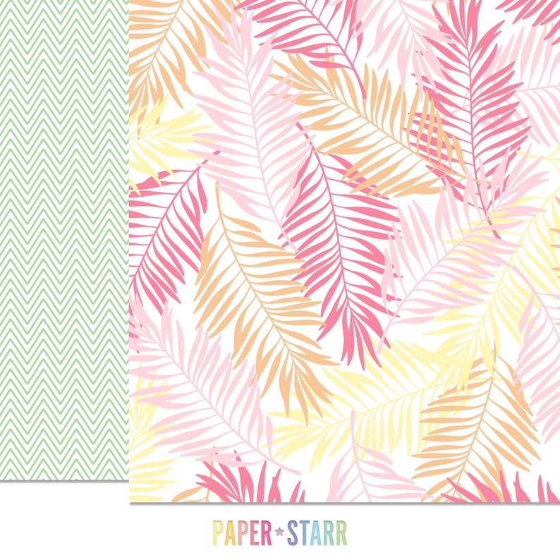 Summer Digital Paper, Tropical Digital Paper, Summer Clipart, Tropical Clipart, Floral Tropical Pattern, Flamingo Clipart, Hibiscus Clipart image 7