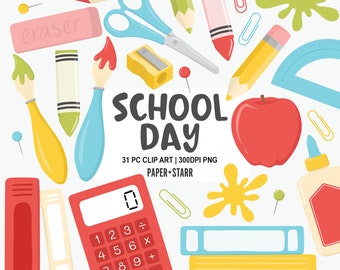 Back to School Clipart, Teacher Clipart, School Graphics, Classroom Clipart, Stationery Clipart, Back to School PNG, Teacher Gift Graphics