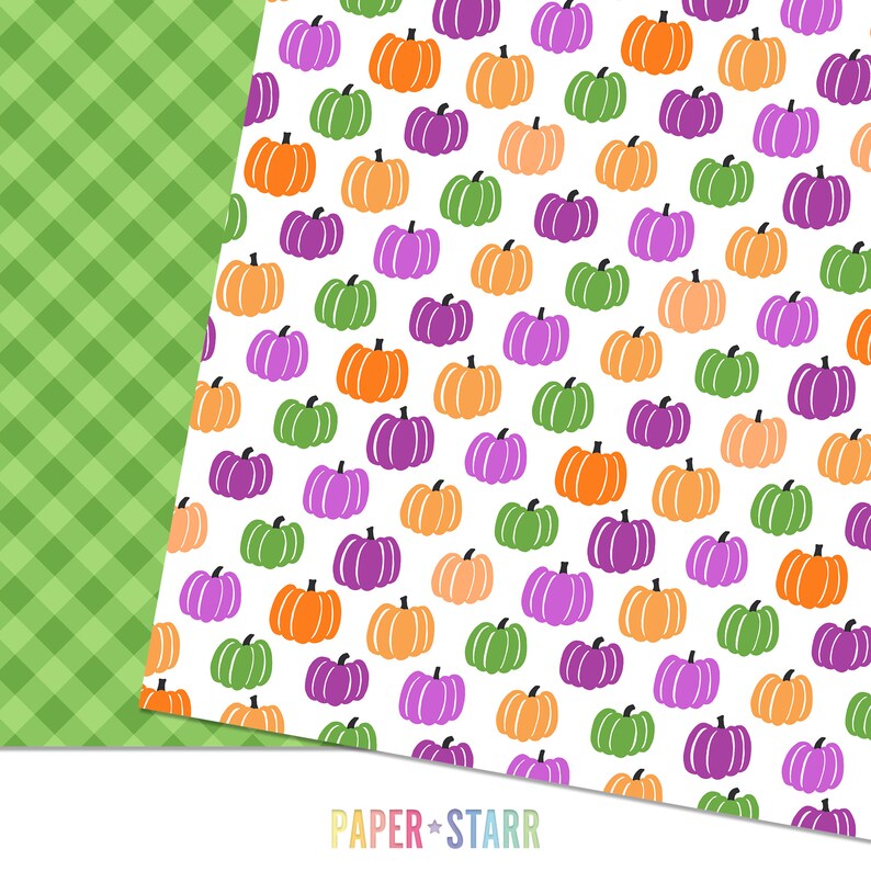 Puede incluir: Un patr&oacute;n sin costuras con calabazas coloridas en tonos naranja, verde, morado y rosa. Las calabazas est&aacute;n dispuestas en un patr&oacute;n repetitivo sobre un fondo blanco.