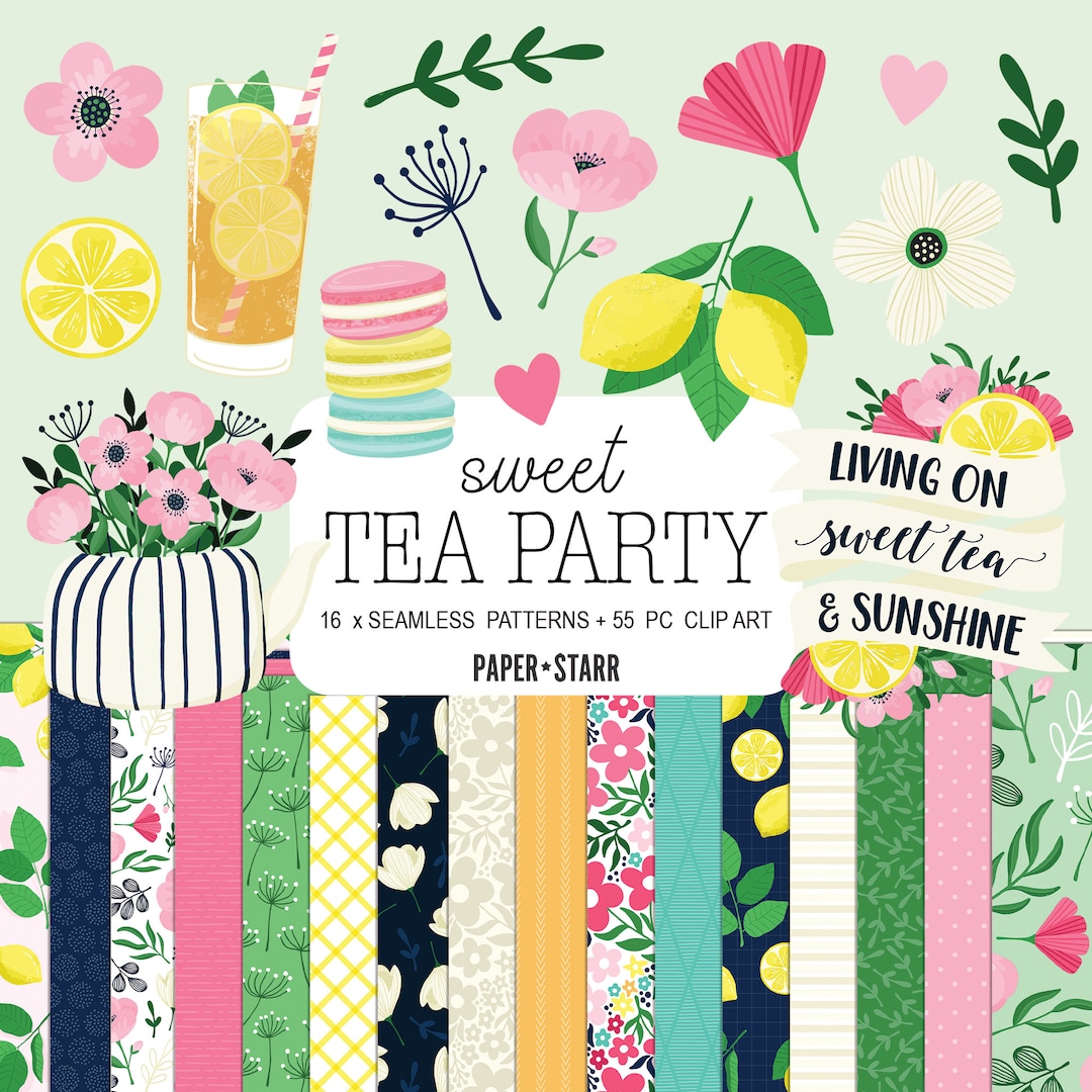 Spring Digital Paper, Spring Clipart, Sweet Tea PNG, Floral Digital ...