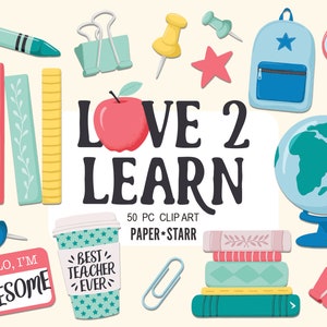 Back to School Clipart, Teacher Clipart, School Graphics, Classroom Clipart, Stationery Clipart, Back to School PNG, Teacher Gift Graphics