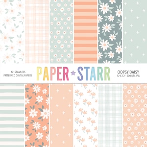 Sommer digitales Papier, Gänseblümchen digitales Papier, Sommer Blumenmuster, Scrapbook Papier, Karten machen Papier, Gänseblümchen Hintergrund, Gänseblümchen Muster