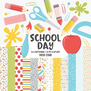 Papel digital de regreso a la escuela, imágenes prediseñadas de regreso a la escuela, gráficos para maestros, decoración del aula, papel digital universitario, fondos de regreso a la escuela