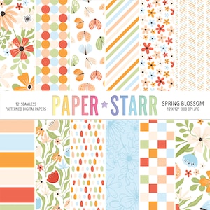 Spring Digital Paper, Floral Digital Paper, Spring Backgrounds, Floral Backgrounds, Butterfly Pattern, Digital Paper Pack, Printable Paper