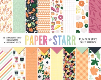 Autumn Floral Digital Paper, Seamless Fall Patterns (Digital Download)
