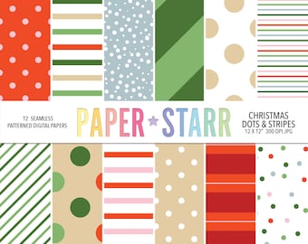 Christmas Digital Paper, Christmas Pattern, Christmas Background, Chevron Polka Dot, Christmas Stripe Background, Card Making Paper