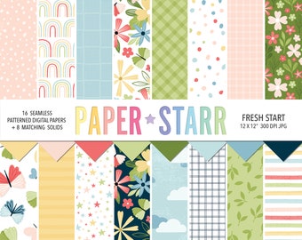 Floral Butterfly Spring Digital Paper Set (Digital Download)