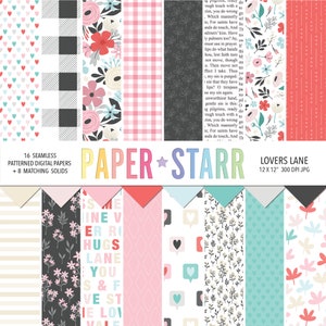 Valentines Digital Paper, Seamless Valentines Patterns for Valentines Day Cards, Valentine Background, Valentines Planners, Heart Background