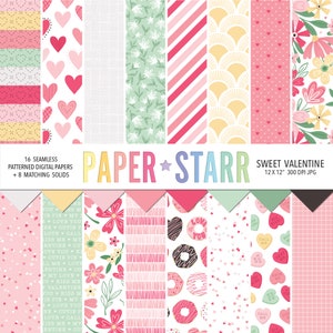 Valentines digitales Papier, Valentines Muster für Valentinstag Karten, Herz Hintergrund, Valentines Hintergründe, Blumen Hintergrund