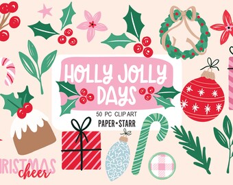 Christmas Clipart, Christmas PNG Graphics, Holly Clipart, Christmas Card Making, Christmas Craft Ideas, Candy Cane Clipart, Christmas Decor
