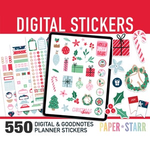 Christmas Digital Stickers, Christmas Planner Stickers, Christmas Sticker Printable, Goodnotes Stickers, Winter Planner Stickers