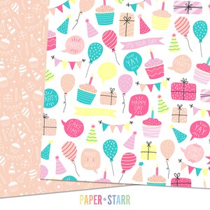 Birthday Digital Paper, Party Digital Paper, Birthday Card Making Paper ...