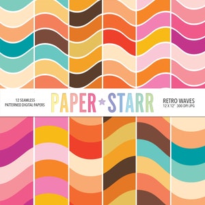 Papier cyfrowy retro wave, bezszwowy wzór fali, tło fali, tło falistej linii, wzór pasków fali, papier cyfrowy retro