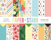 Summer Digital Paper, Floral Digital Paper, Summer Floral Patterns, Scrapbook Paper, Card Making Paper, Floral Background, Floral Pattern