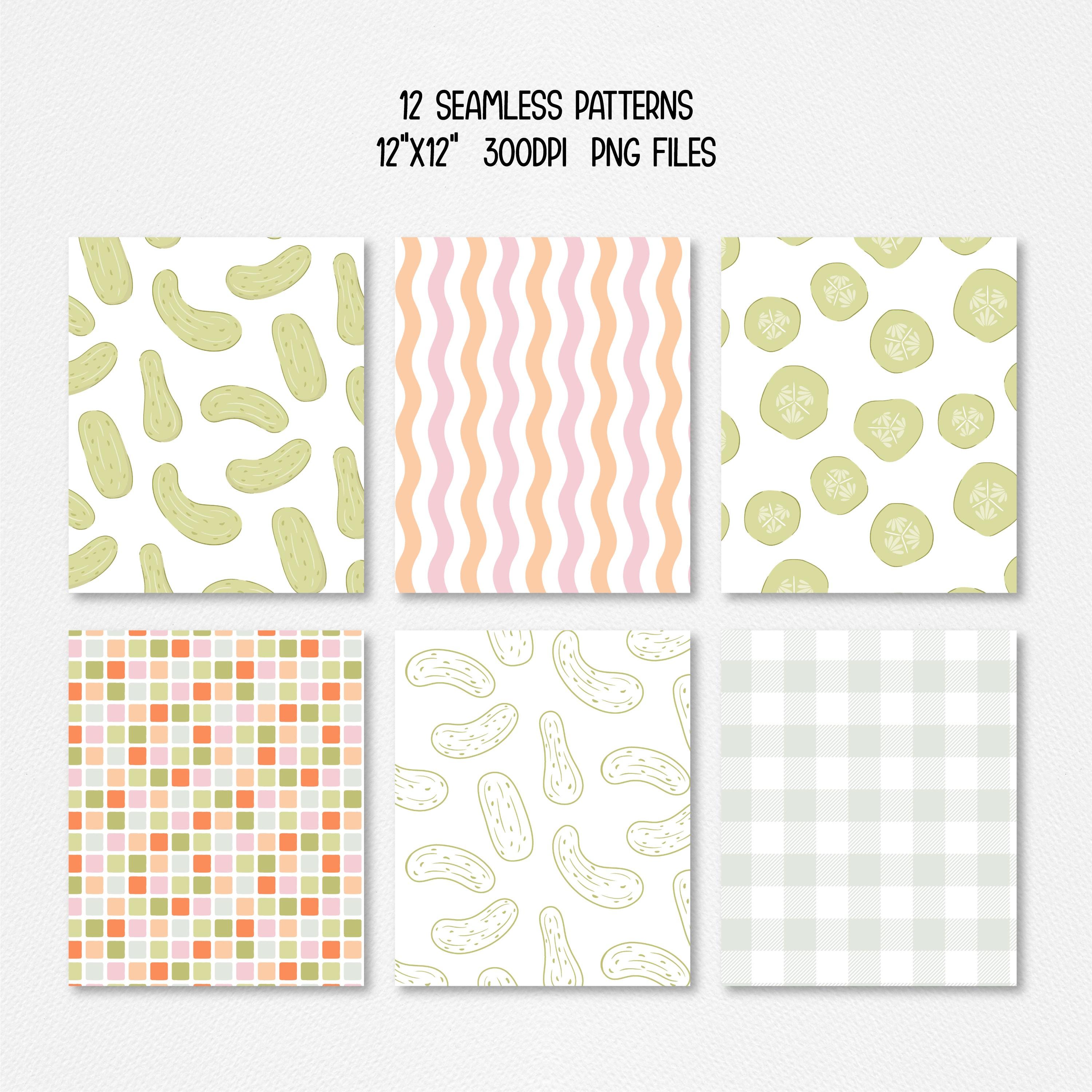 Pickle Digital Paper Bundle, Cute Pickle Patterns, Pastel Pickles ...