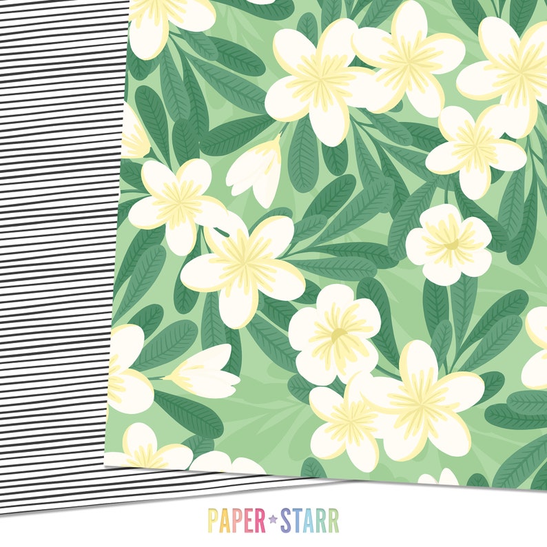 Summer Digital Paper, Tropical Digital Paper, Summer Clipart, Tropical Clipart, Floral Tropical Pattern, Flamingo Clipart, Hibiscus Clipart image 10