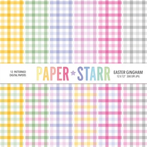 Carta digitale di Pasqua, carta digitale a quadretti, modello di Pasqua, percalle pastello, carta di Pasqua stampabile, decorazione di Pasqua, forniture per la creazione di carte