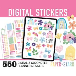 500 Spring Summer Digital Planner Stickers for Goodnotes & other digital planners. Spring Planner Sticker, Cropped PNG files, Goodnotes Book