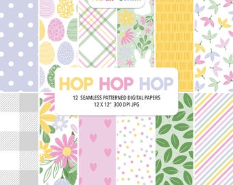 Easter Digital Paper, Easter Pattern, Easter Bunny Pattern, Easter Egg Pattern, Easter Card Printable, Easter Decor, Easter Background