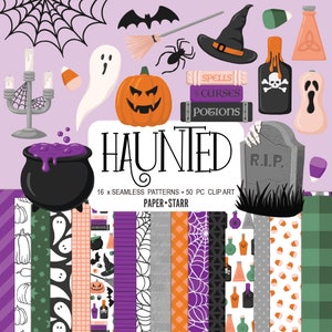 Halloween Digital Paper, Halloween Clipart, Halloween Party Invites, Halloween Planners, Halloween Scrapbook Paper, Halloween Stickers,