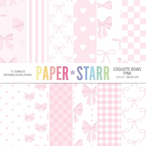 Roze boog digitaal papier, Coquette digitaal papier, lintboogpatroon, bruiloftachtergrond, kinderdagverblijfachtergrond, babyboogpatroon, boogachtergrond