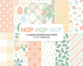 Easter Digital Paper, Easter Pattern, Easter Bunny Pattern, Easter Egg Pattern, Easter Card Printable, Easter Decor, Easter Background