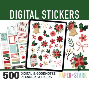 Christmas Digital Stickers, Christmas Planner Stickers, Christmas Sticker Printable, Goodnotes Stickers, Winter Planner Stickers