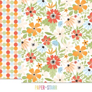 May include: A seamless pattern featuring a variety of colorful flowers and leaves on a white background. The flowers are in shades of red, orange, yellow, pink, and blue. The leaves are green. The pattern is perfect for use in a variety of crafting projects, such as scrapbooking, card making, and fabric design.