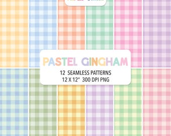 Papel digital de cuadros vichy en tonos pastel, estampado de cuadros vichy en tonos pastel, papel digital sin costuras, estampado de cuadros vichy sin costuras, cuadros vichy de verano