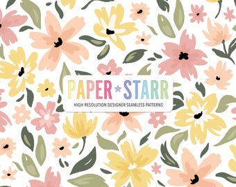 Patrón floral sin costuras, flores modernas dibujadas a mano, fondo botánico primaveral para ropa, manualidades en papel y diseño de productos.