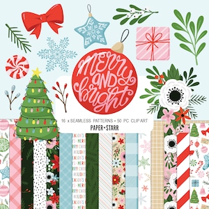 Christmas Digital Paper, Christmas Clipart, Christmas Papers, Christmas Scrapbook Paper, Christmas Patterns, Christmas Stickers