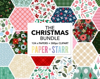 Christmas Digital Paper, Christmas Clipart, Christmas Patterns, Christmas Stickers, Christmas Craft Patterns, Christmas Card Paper