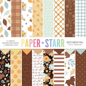 Fall Digital Paper, Autumn Digital Paper, Seamless Fall Patterns for Halloween Party Invites, Fall Scrapbooking , Fall Crafts, Fall Decor