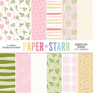 Frühling Digitales Papier, Löwenzahn Digitales Papier, Frühling Blumenmuster, Löwenzahn Hintergrund, Frühling Hintergrund, Sommer Digital Papier