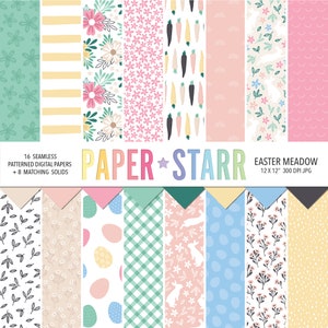 Papel digital de Pascua, papel digital de primavera, patrón de Pascua, papel digital floral, patrón de huevo de Pascua, papel para hacer tarjetas, fondo de Pascua