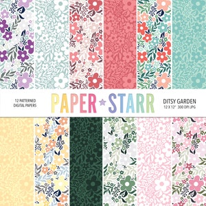 Carta digitale primaverile, carta digitale floreale, motivo floreale primaverile, floreale Ditsy, carta digitale da giardino, decorazioni per feste primaverili, sfondo floreale