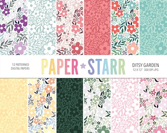 Spring Digital Paper, Floral Digital Paper, Spring Floral Pattern, Ditsy Floral, Garden Digital Paper, Spring Party Decor, Flower Background