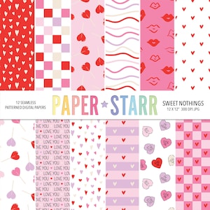 Valentines digitales Papier, Valentines Muster, kariertes Muster, Valentine Candy Hintergrund, Valentine Hintergrund, Kuss Muster, Herz Candy