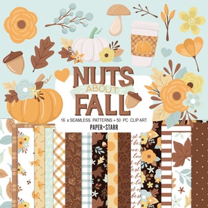 Papel digital de otoño, imágenes prediseñadas de otoño, papel digital de otoño, imágenes prediseñadas de otoño, fiesta navideña, planificadores de otoño, papel de álbum de recortes de otoño, pegatinas de otoño,