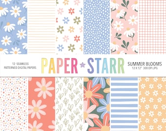 Floral Digital Paper, Summer Digital Paper, Daisy Digital Paper, Floral Background, Flower Pattern, Cute Floral Summer Patterns