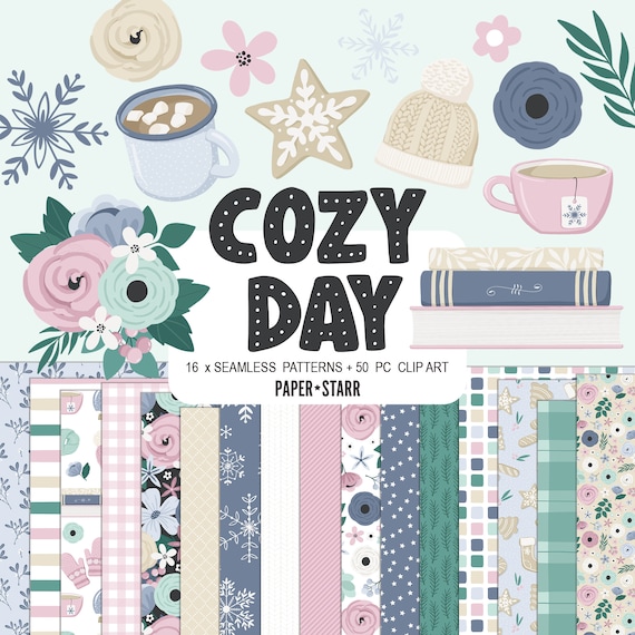 Winter Digital Paper, Winter Clipart, Winter Floral Patterns, Snow Background, Christmas Patterns, Winter Stickers, Christmas Digital Paper