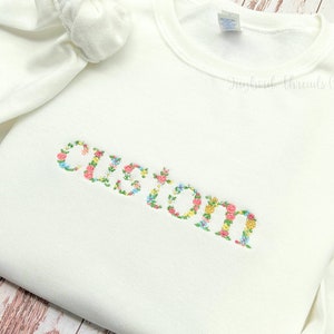 Custom Embroidered Sweatshirt, Personalized Sweatshirt, Personalized Crewneck Sweatshirt, Floral Embroidered Shirt, Gift for Her