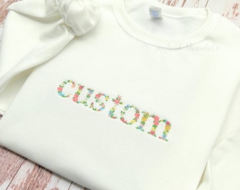 Custom Embroidered Sweatshirt, Personalized Sweatshirt, Personalized Crewneck Sweatshirt, Floral Embroidered Shirt, Gift for Her
