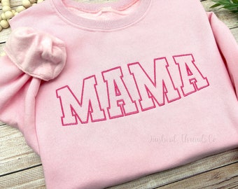 Mama Embroidered Sweatshirt, Custom Embroidered Sweatshirt, Mama Crewneck Sweatshirt, Mama Embroidered Shirt, Mom Shirt